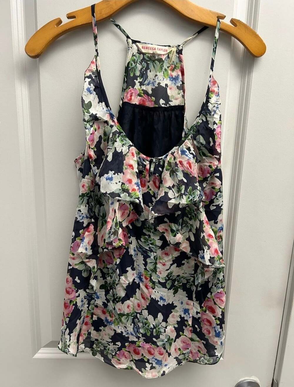 Rebecca Taylor Silk Ruffle Floral Tank Top Size 4